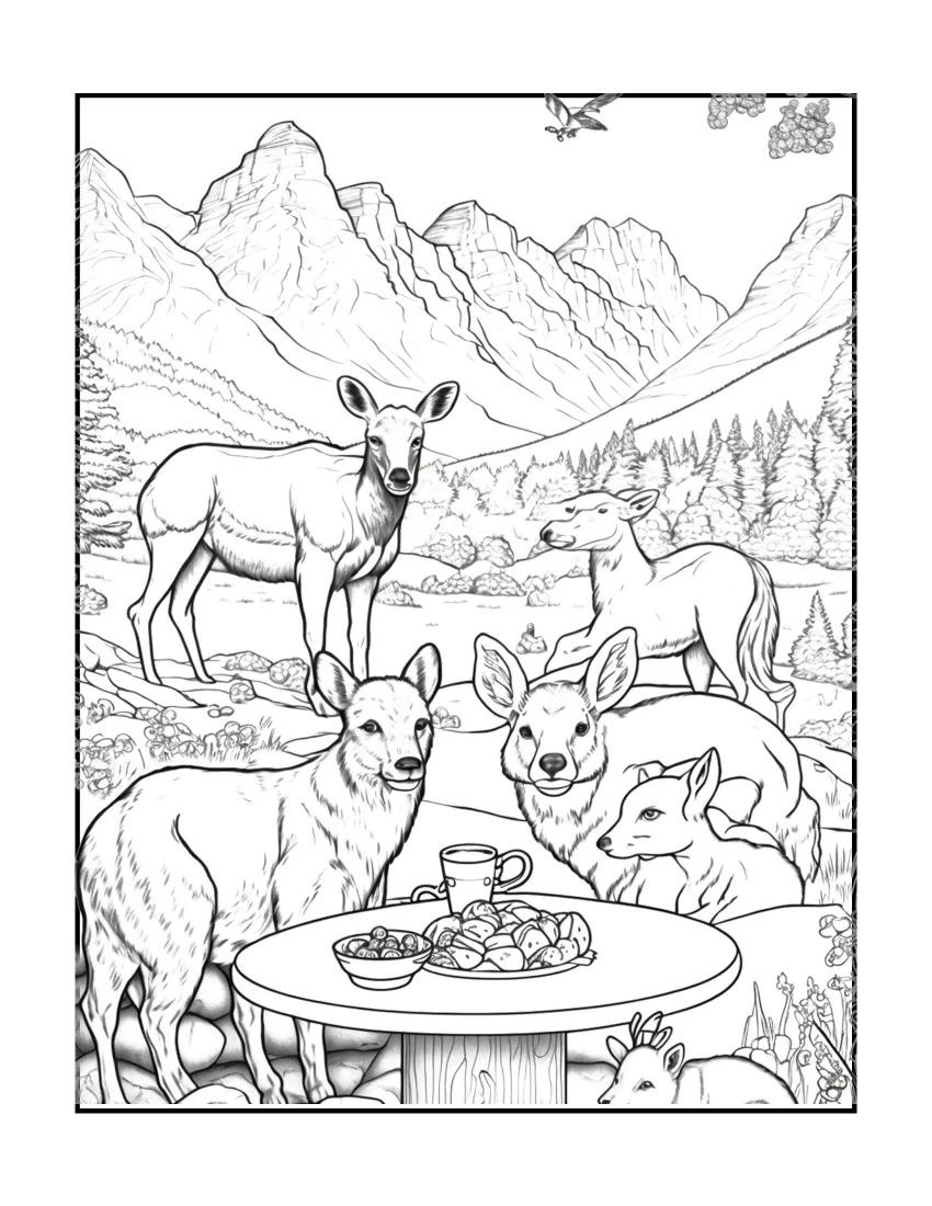 Animals have picnic coloring page (57)