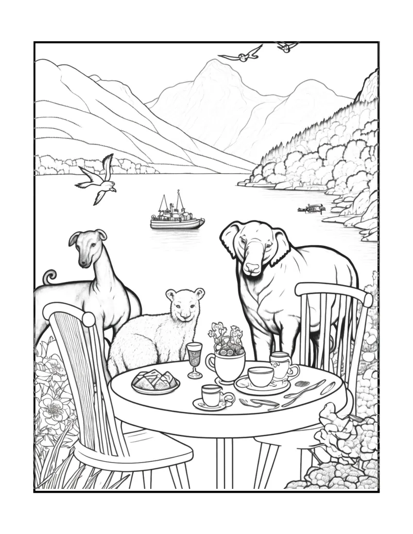 Animals have picnic coloring page (58)