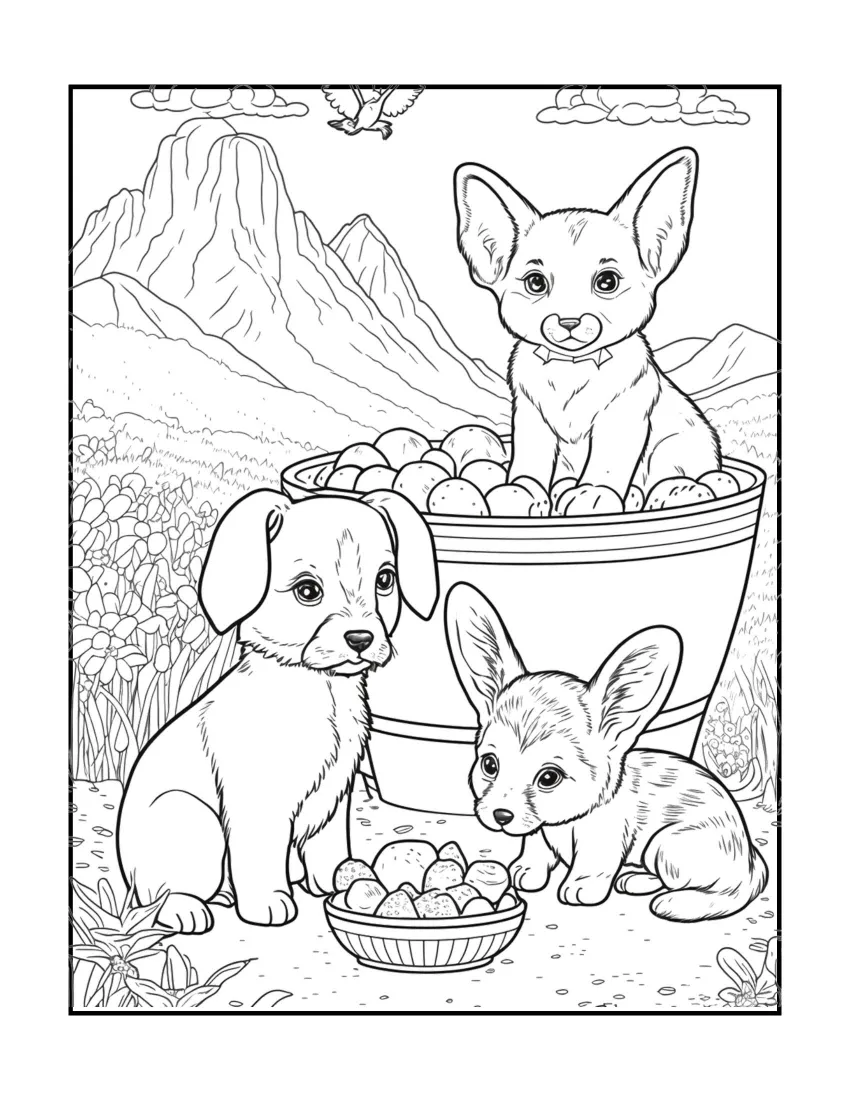 Animals have picnic coloring page (59)