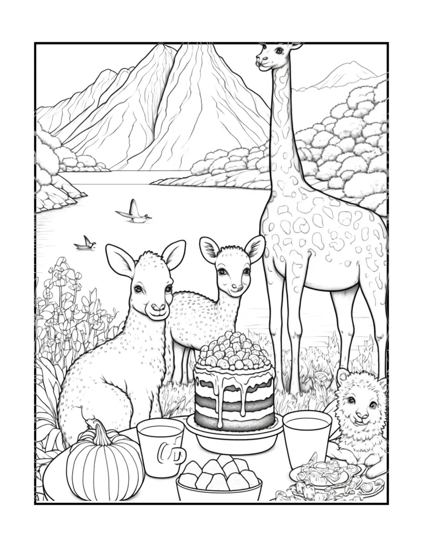 Animals have picnic coloring page (6)