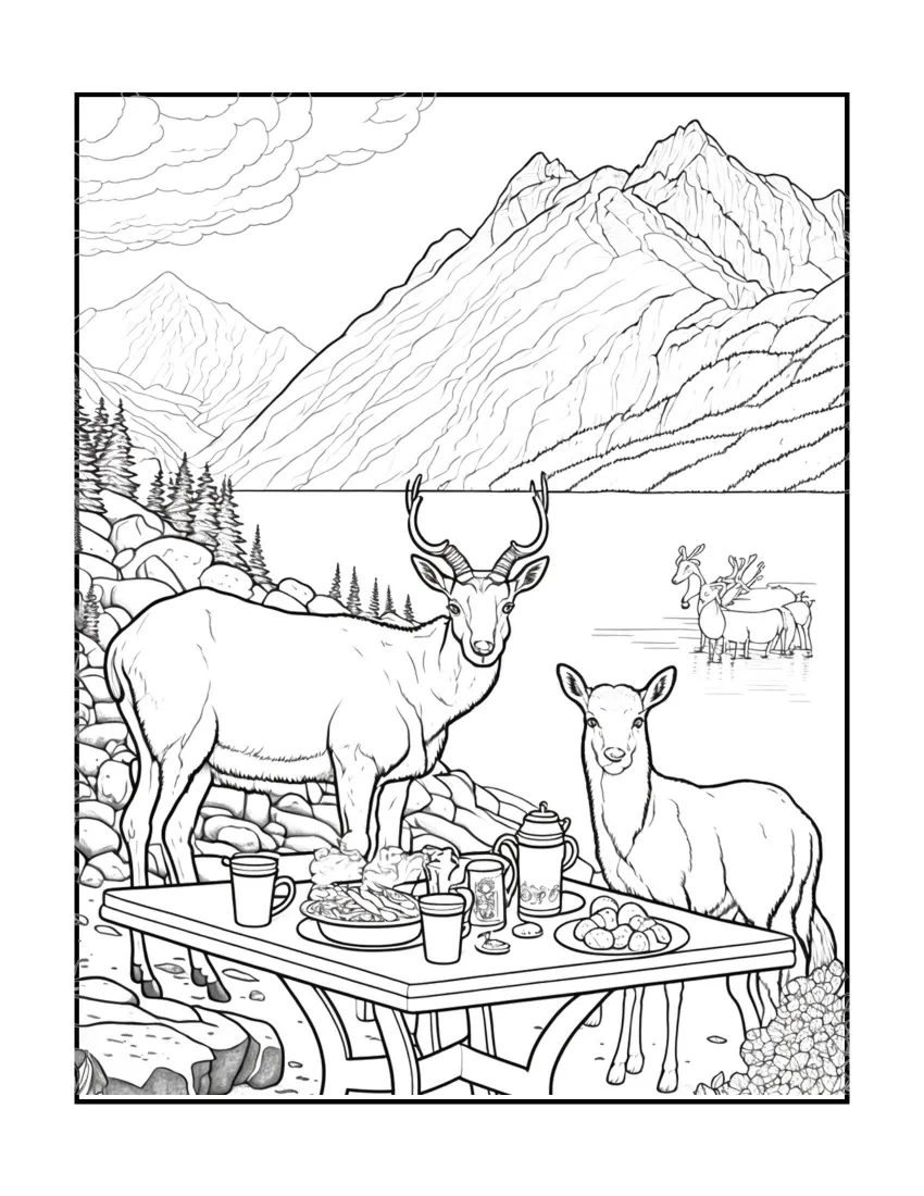 Animals have picnic coloring page (8)