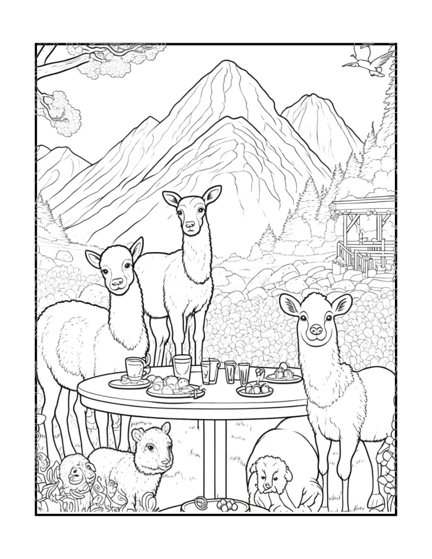 Animals have picnic coloring page (9)