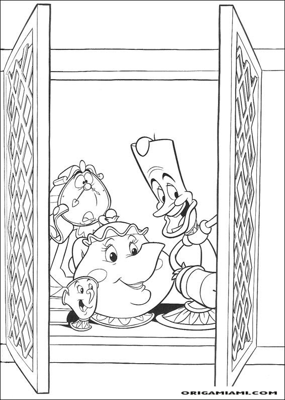 Beauty and the beast coloring page (7)