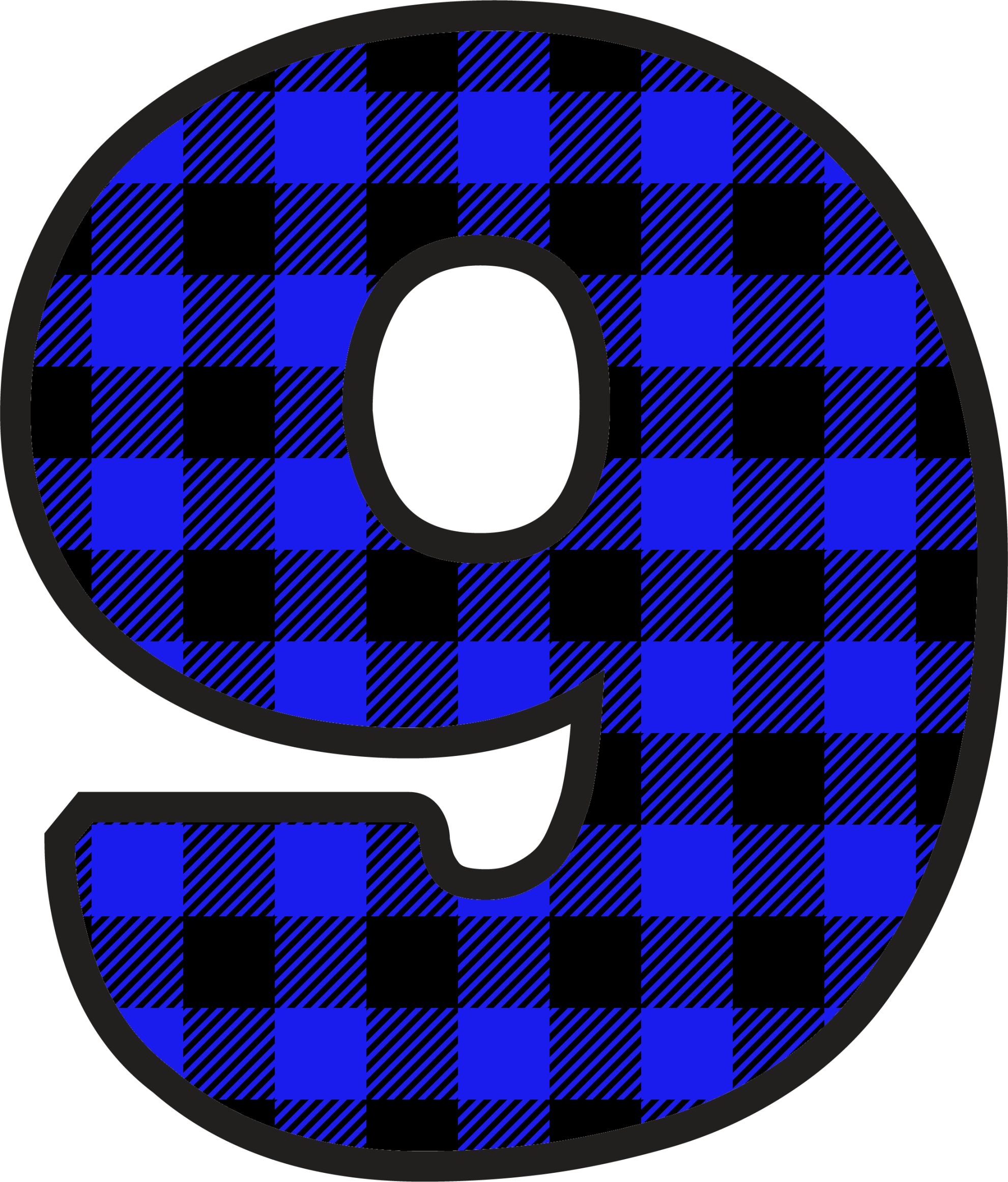 Blue Plaid Numbers (10)