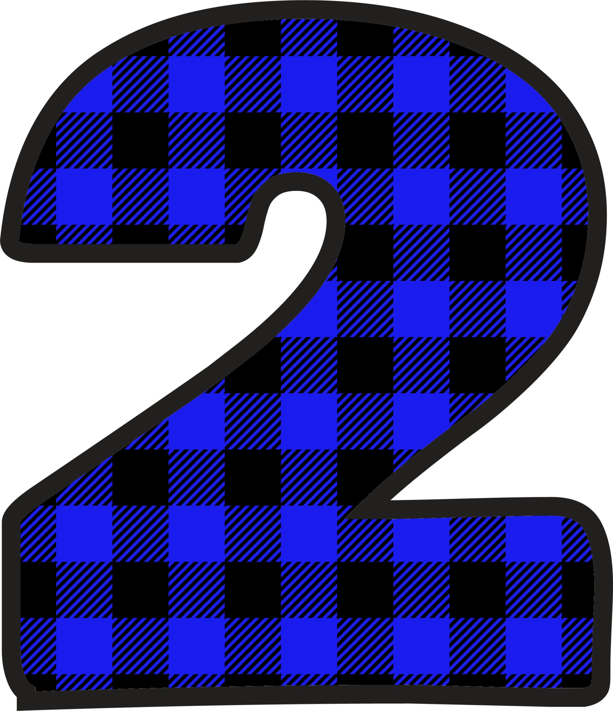 Blue Plaid Numbers (3)