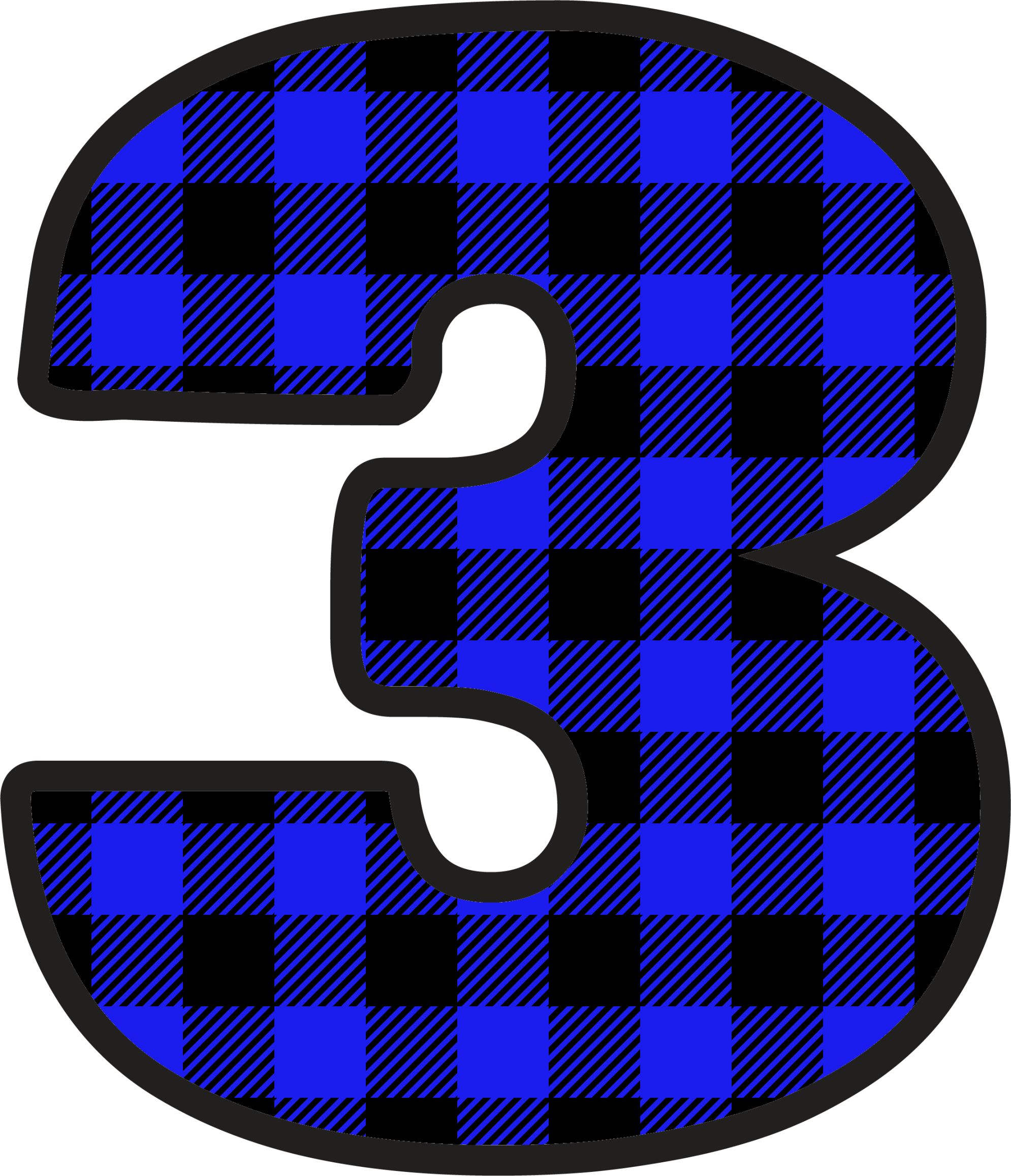 Blue Plaid Numbers (4)