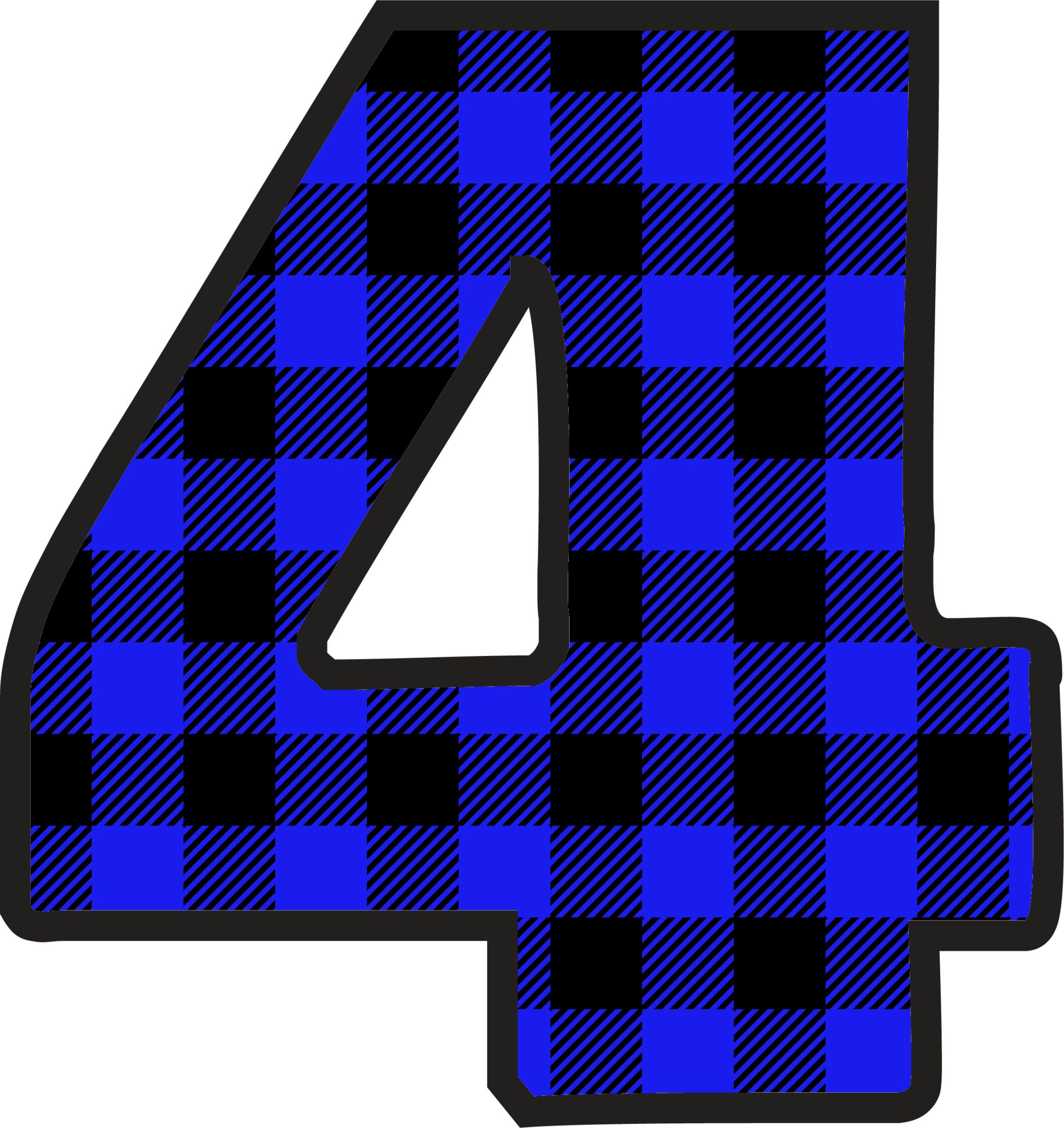 Blue Plaid Numbers (5)