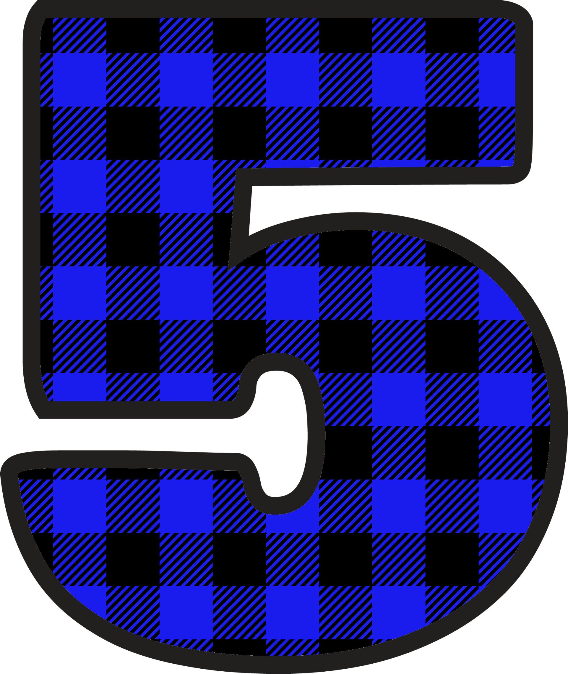 Blue Plaid Numbers (6)