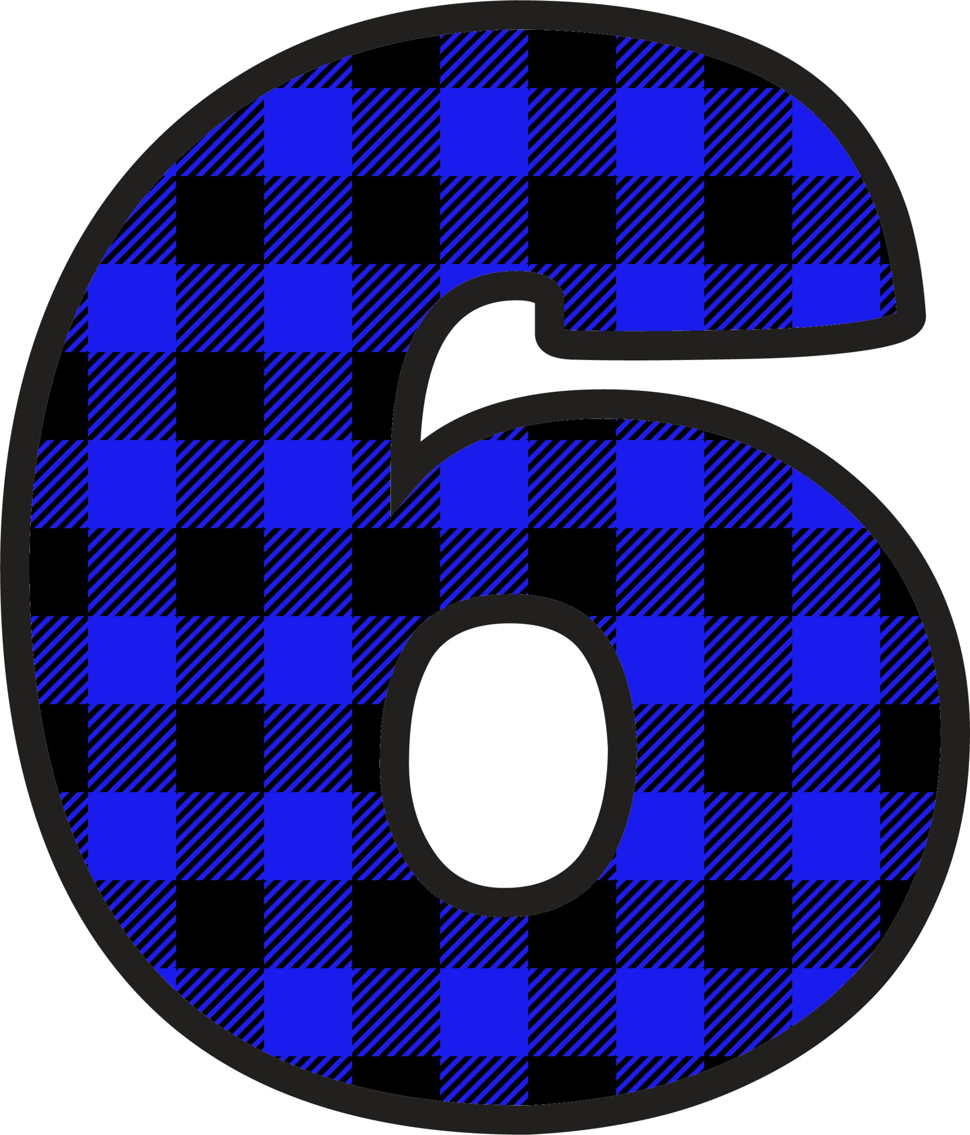 Blue Plaid Numbers (7)