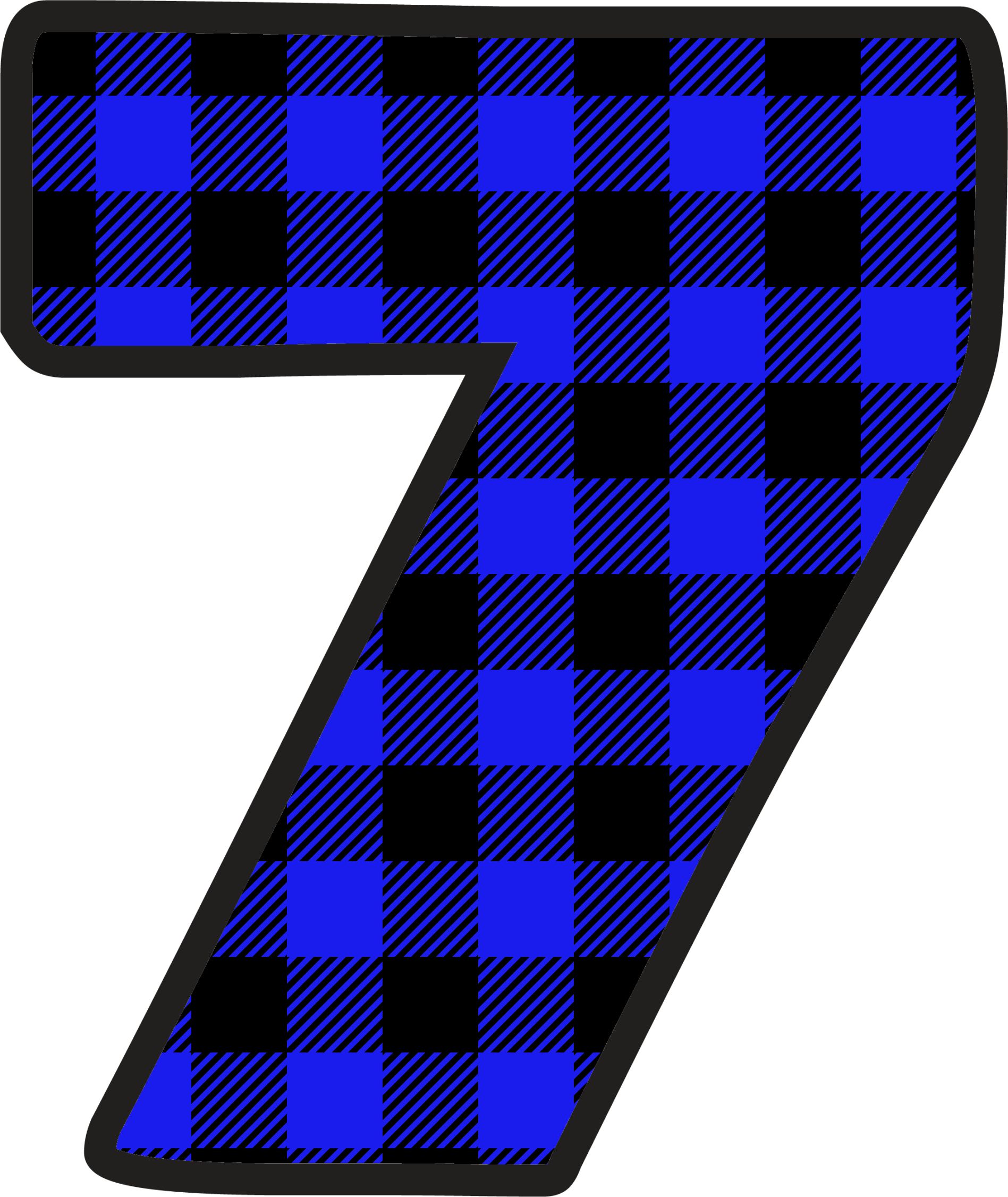 Blue Plaid Numbers (8)