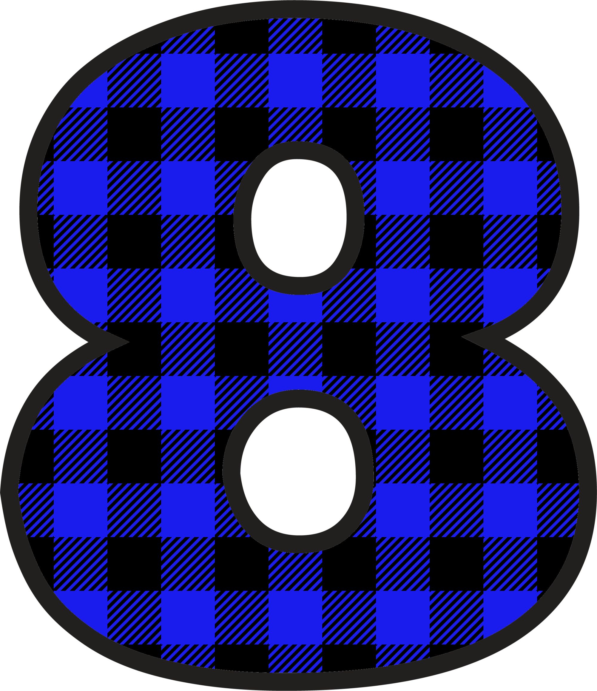 Blue Plaid Numbers (9)