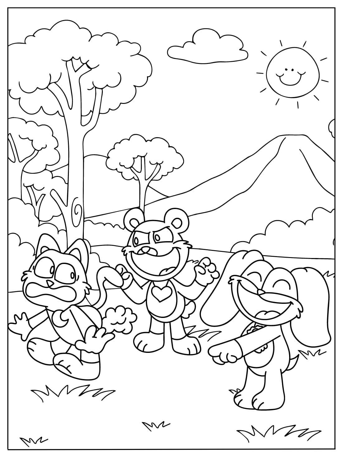 Bobby BearHug CatNap e DogDay coloring pages