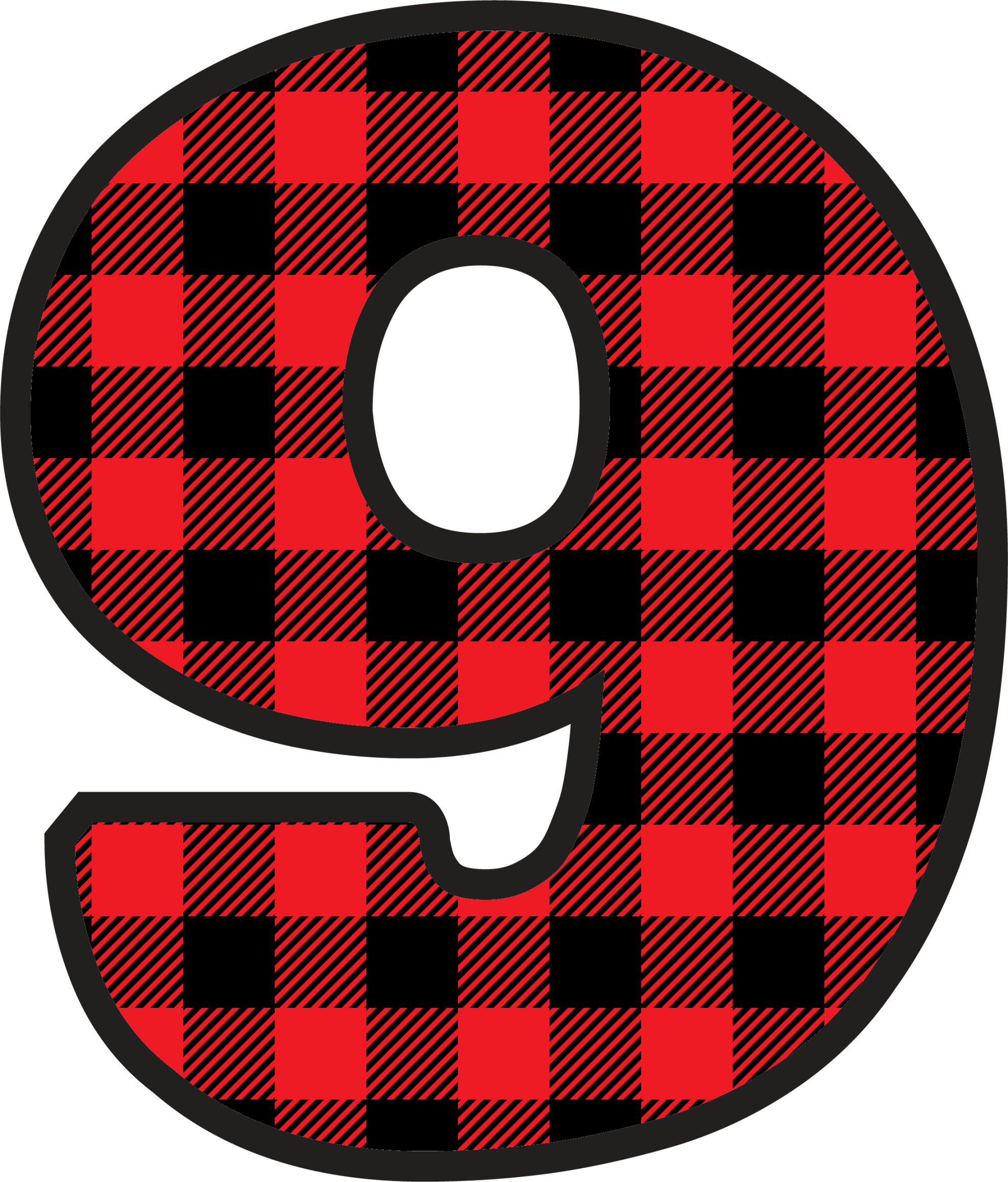 Red Plaid Numbers (10)