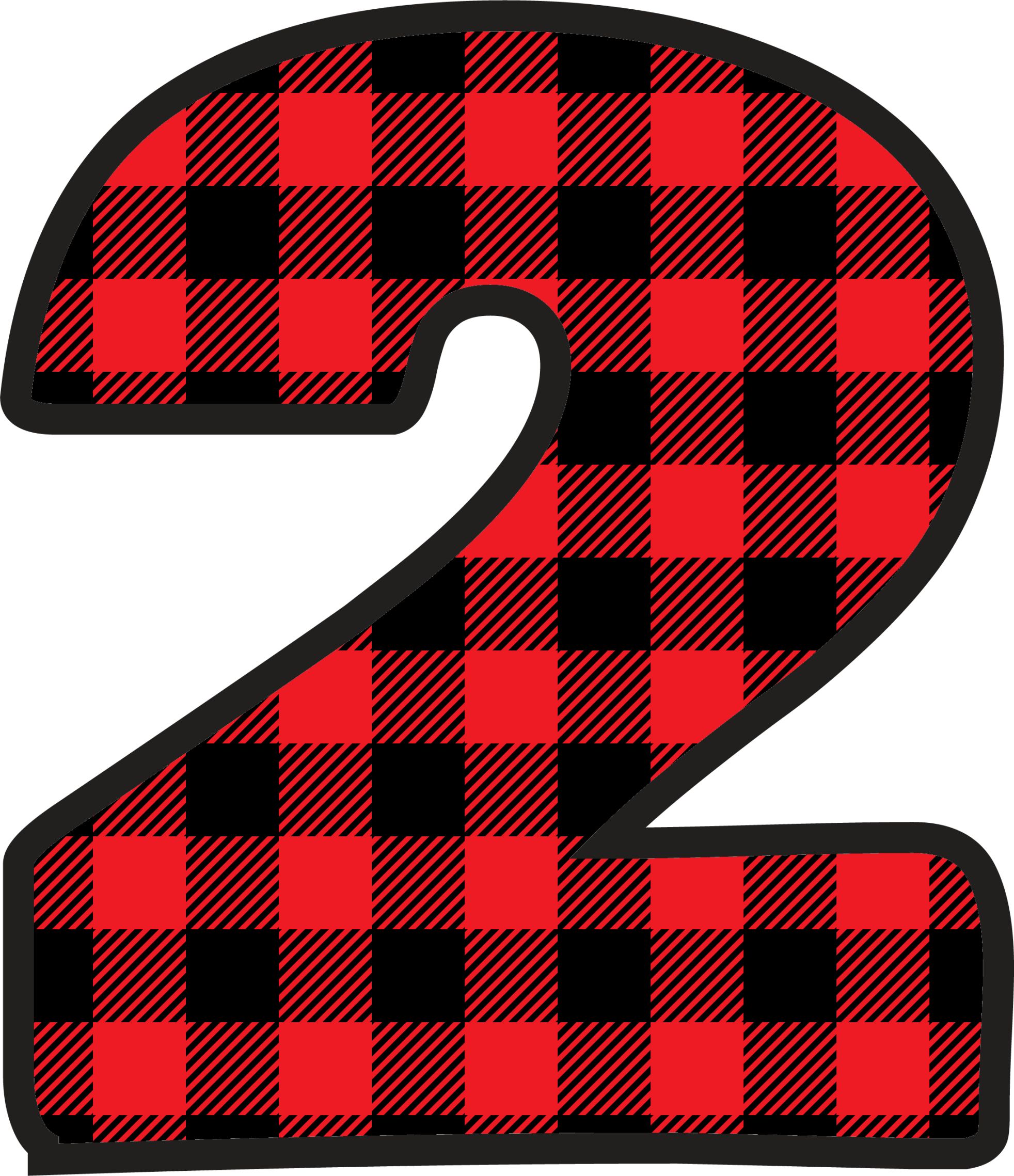 Red Plaid Numbers (3)