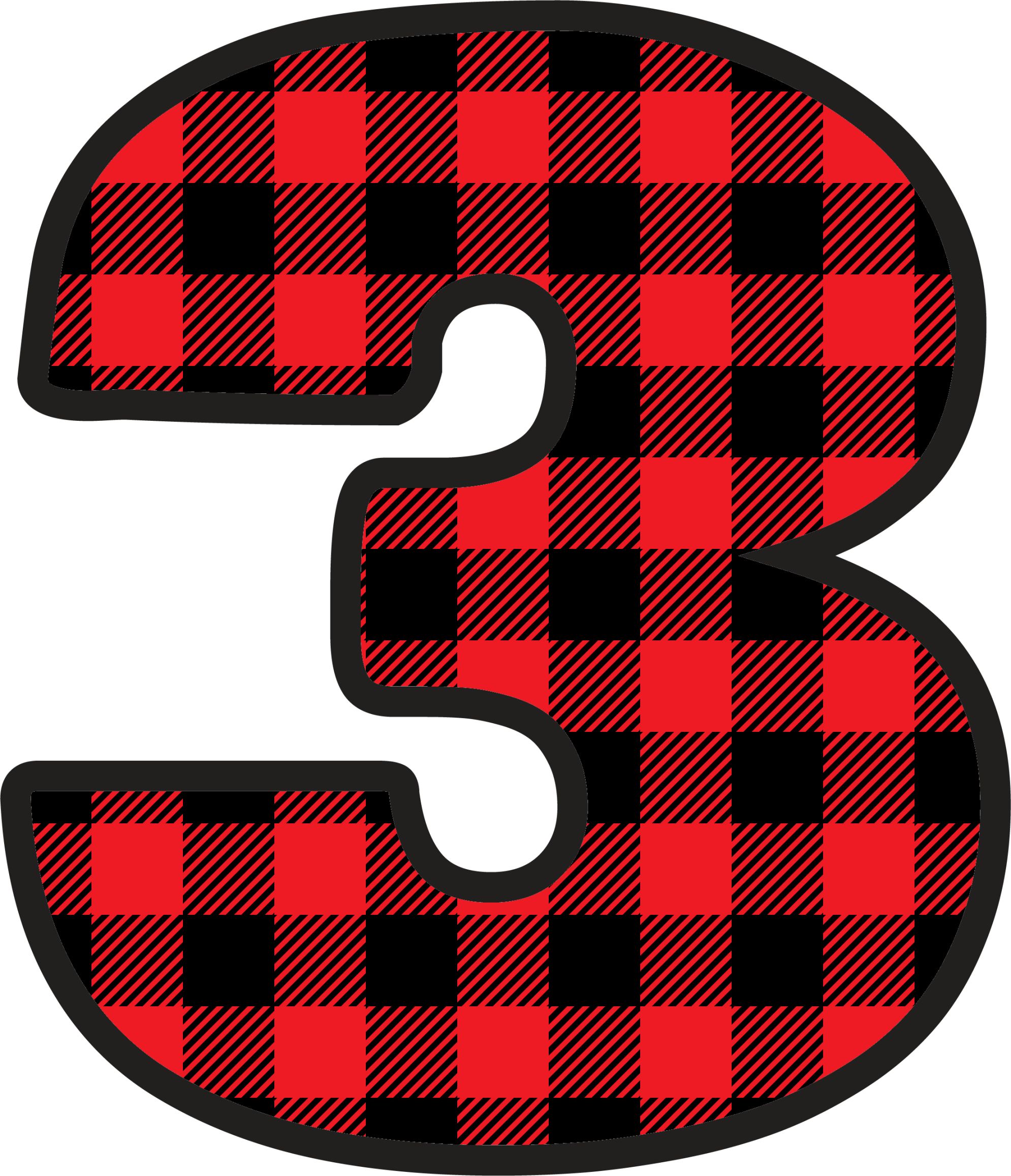 Red Plaid Numbers (4)