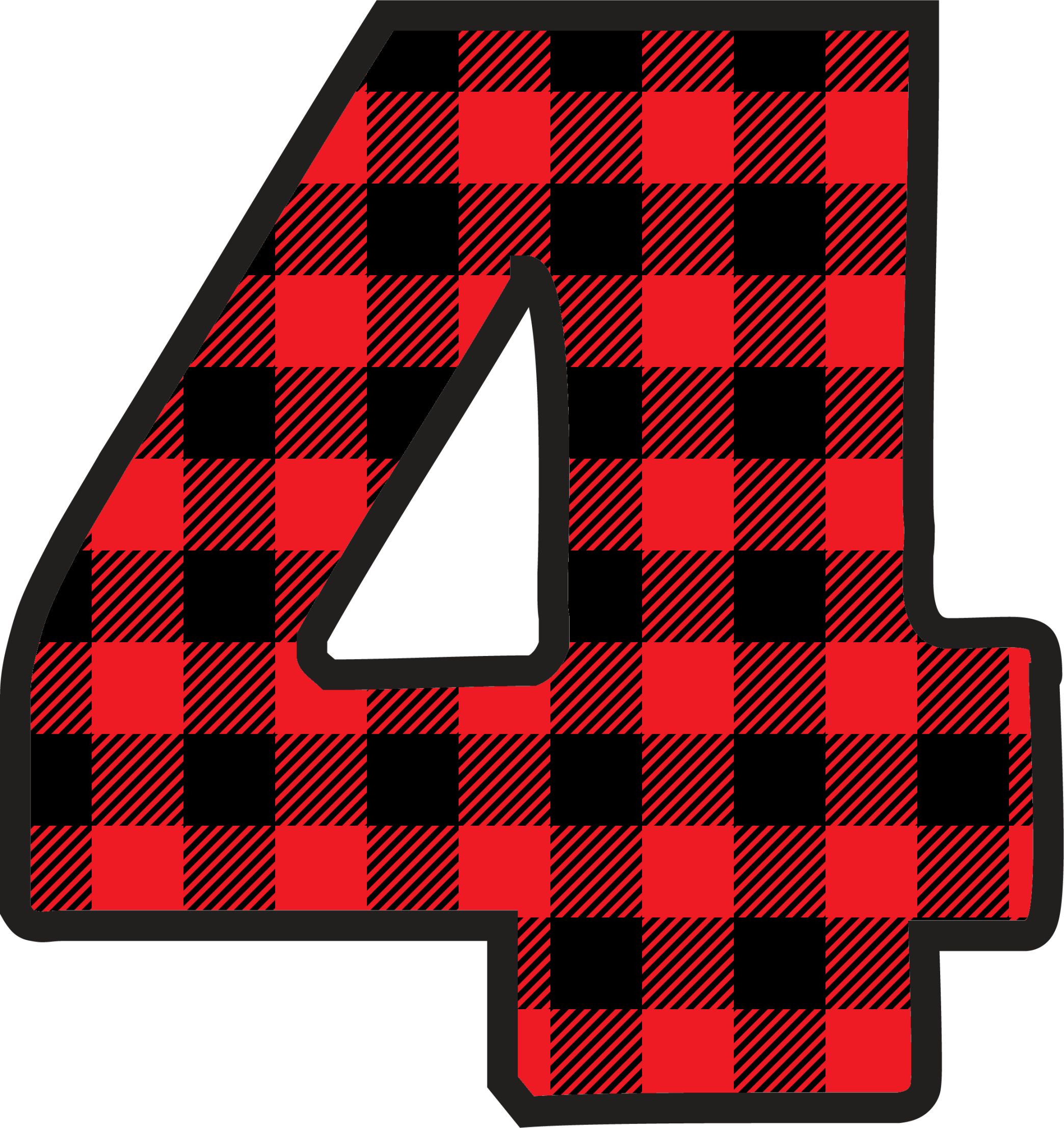 Red Plaid Numbers (5)