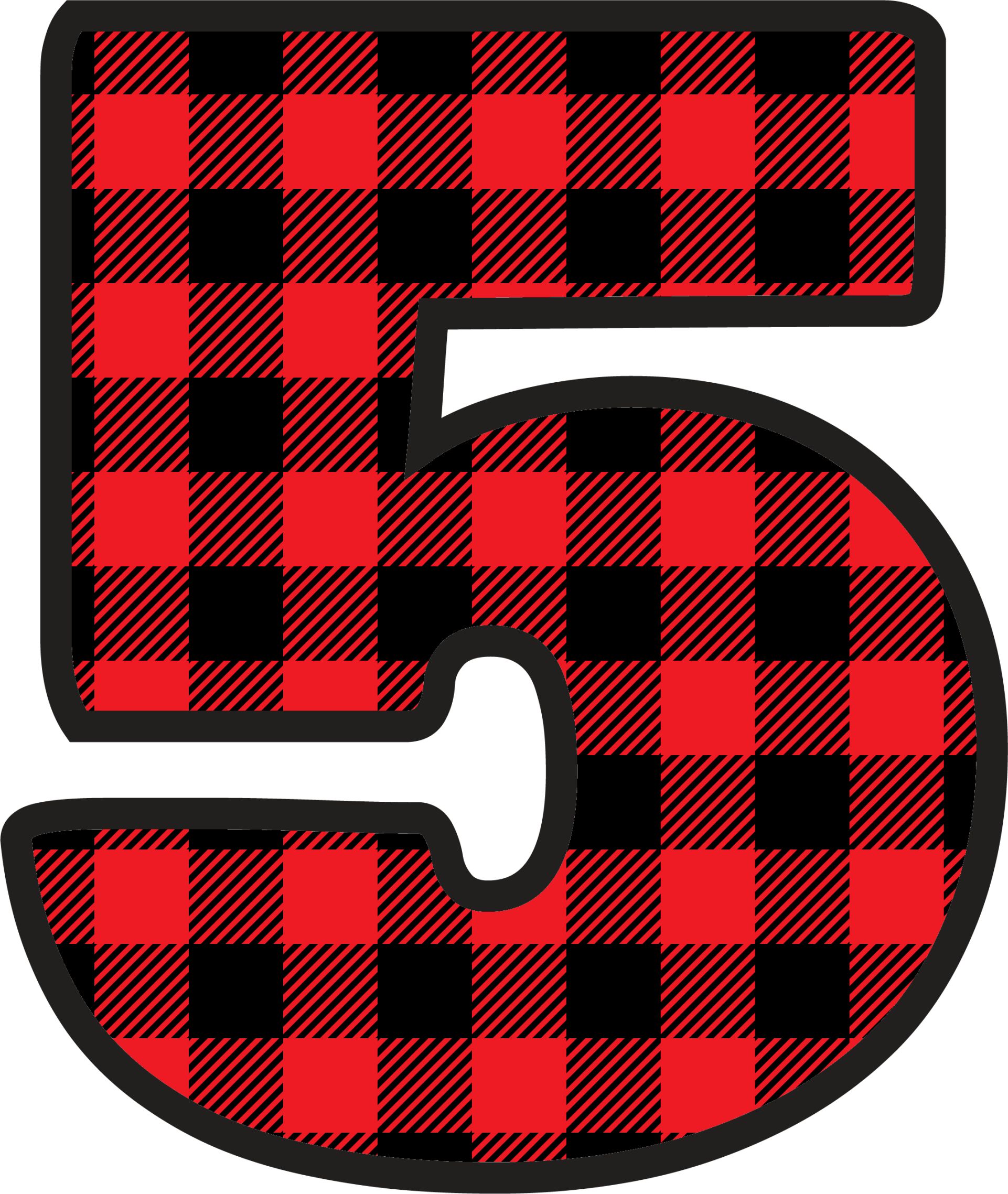 Red Plaid Numbers (6)