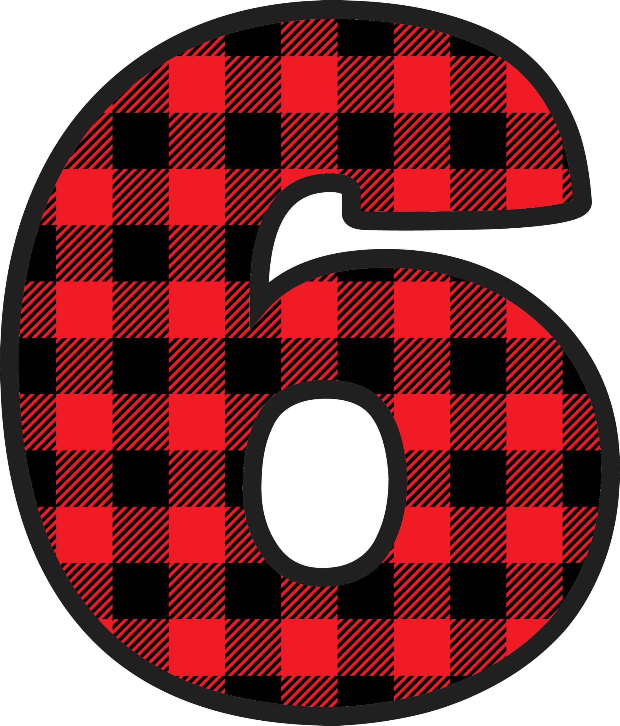 Red Plaid Numbers (7)