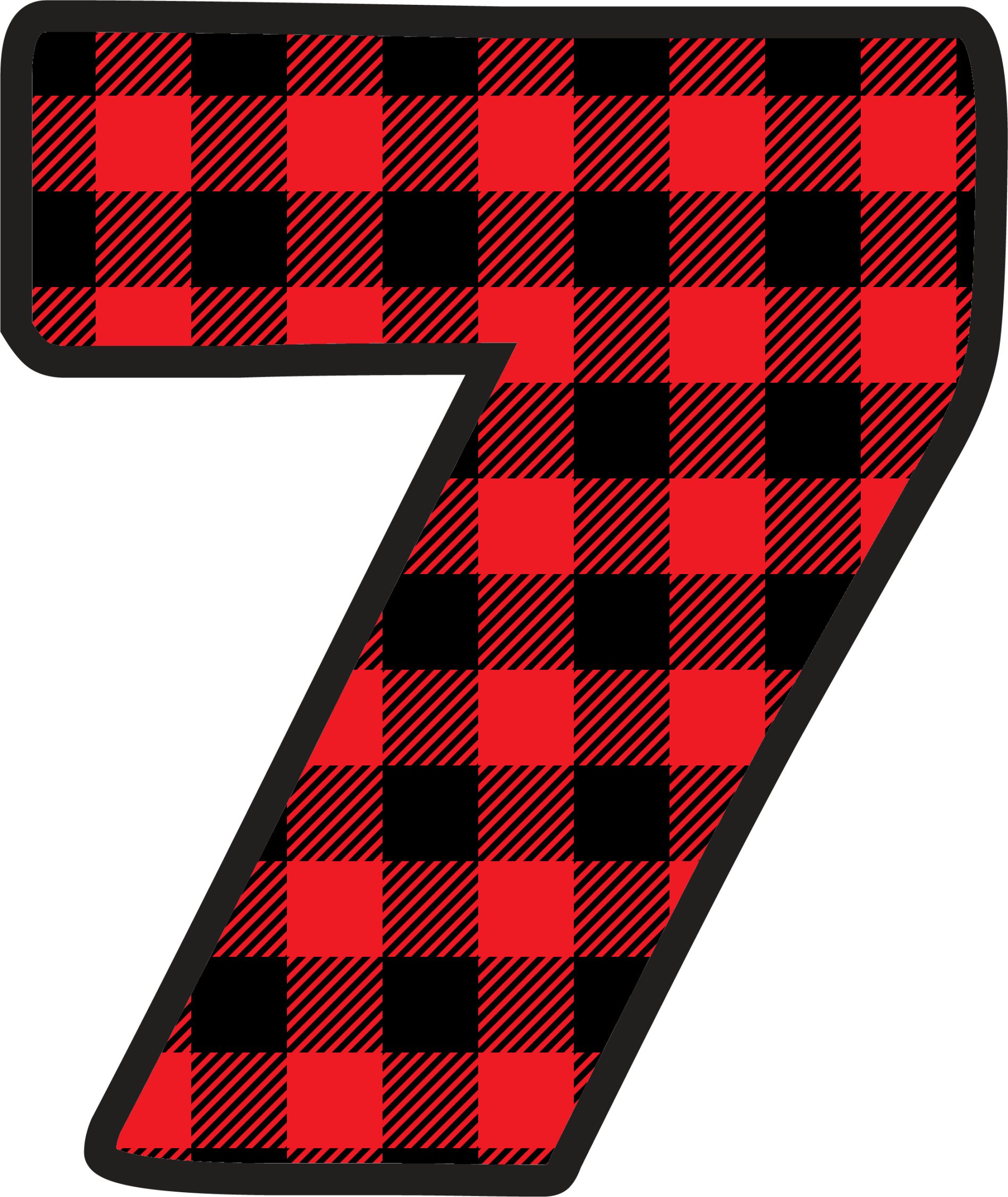 Red Plaid Numbers (8)