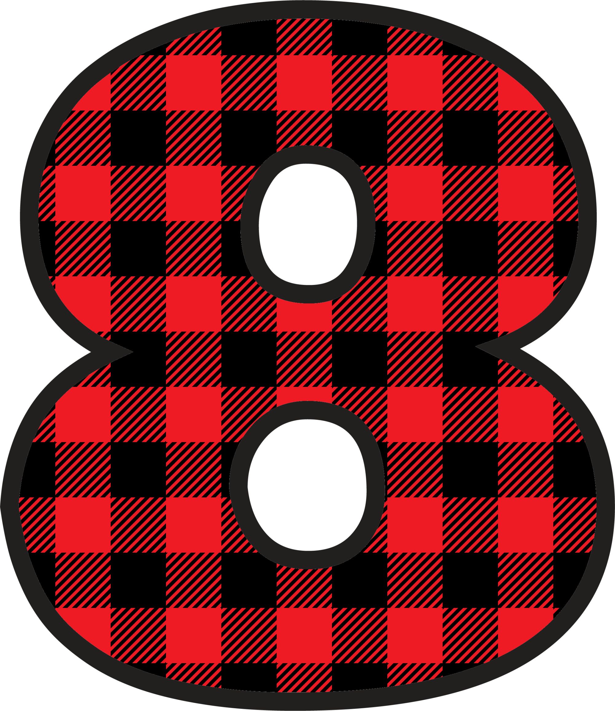 Red Plaid Numbers (9)