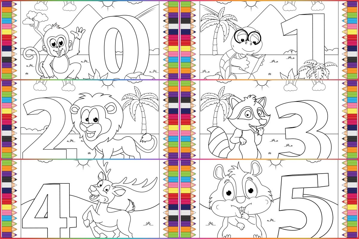 Animals and numbers for kids coloring