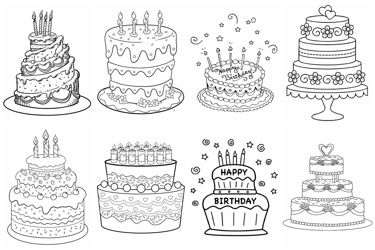 Cakes coloring pages