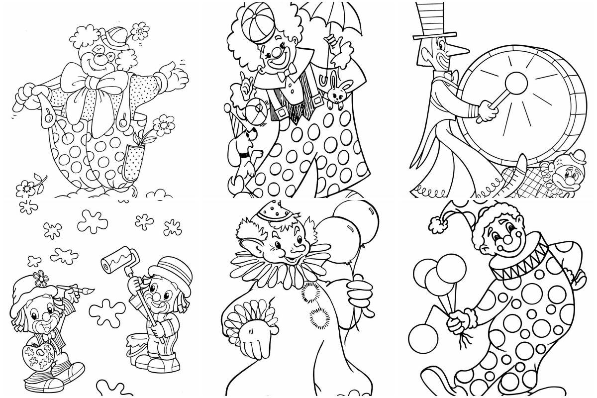 Clowns coloring pages