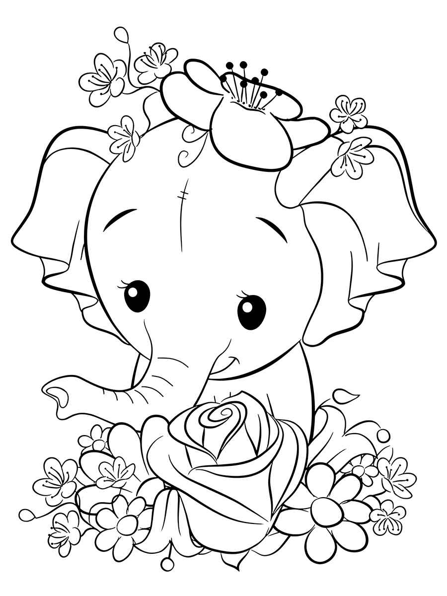 Elephant coloring page (20)