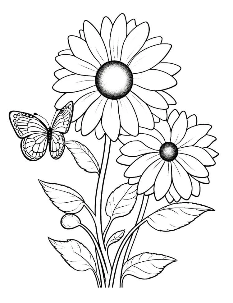 Flowers coloring page (8)