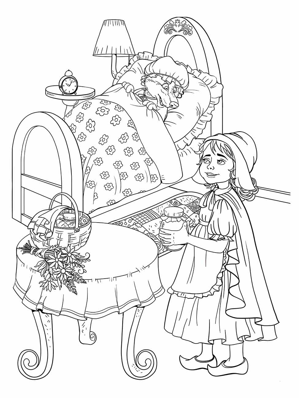 Little red hat coloring page (12)