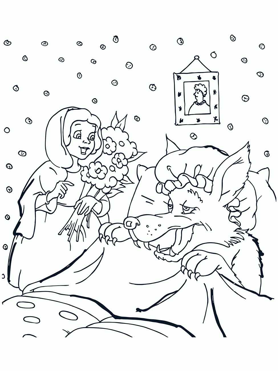 Little red hat coloring page (13)