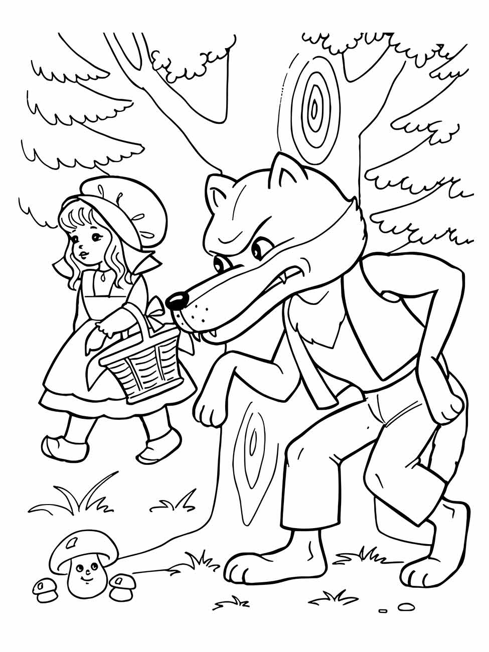 Little red hat coloring page (15)