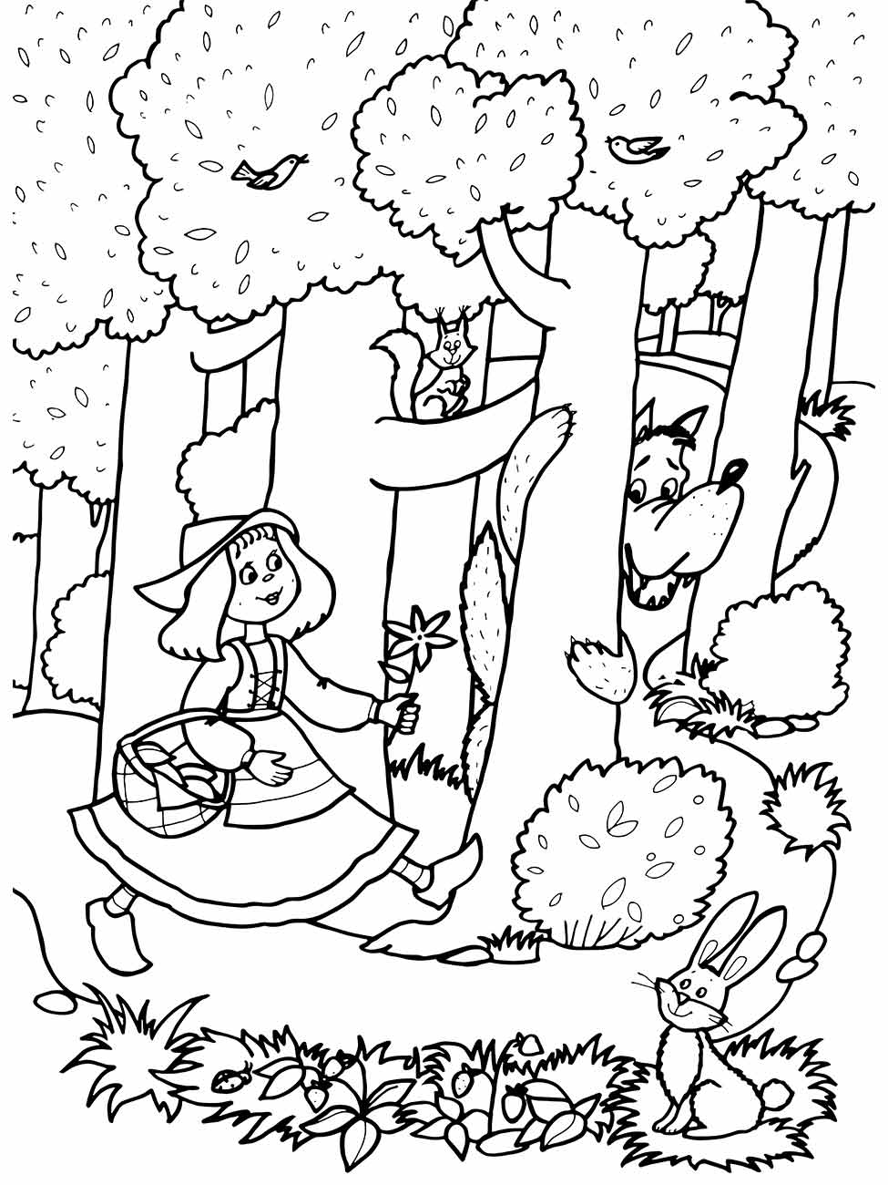 Little red hat coloring page (16)