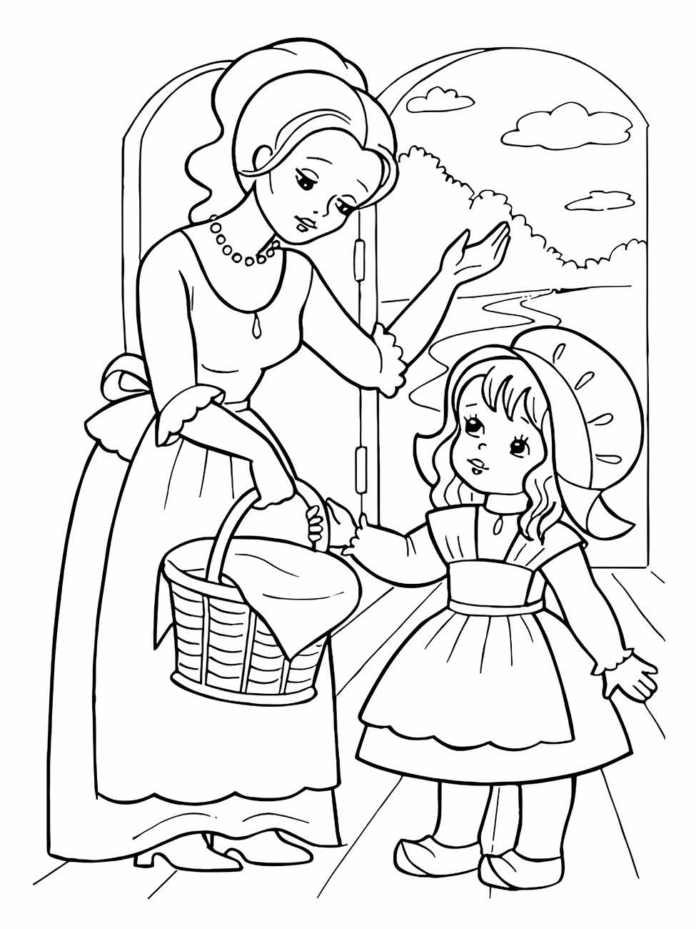 Little red hat coloring page (19)