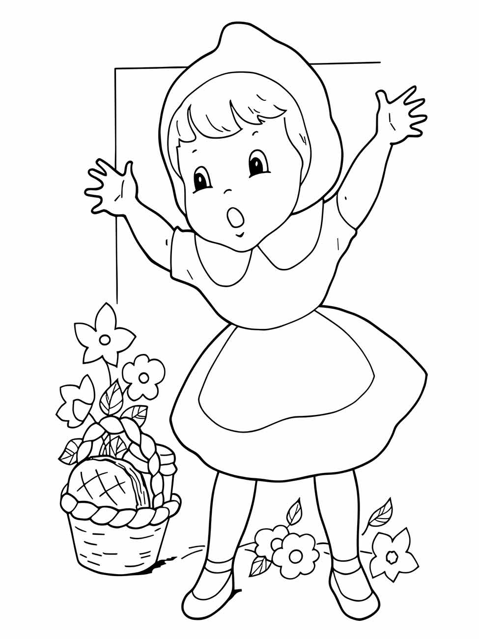 Little red hat coloring page (3)