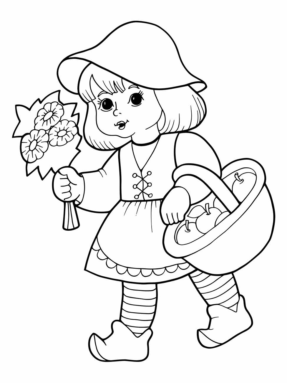 Little red hat coloring page (4)