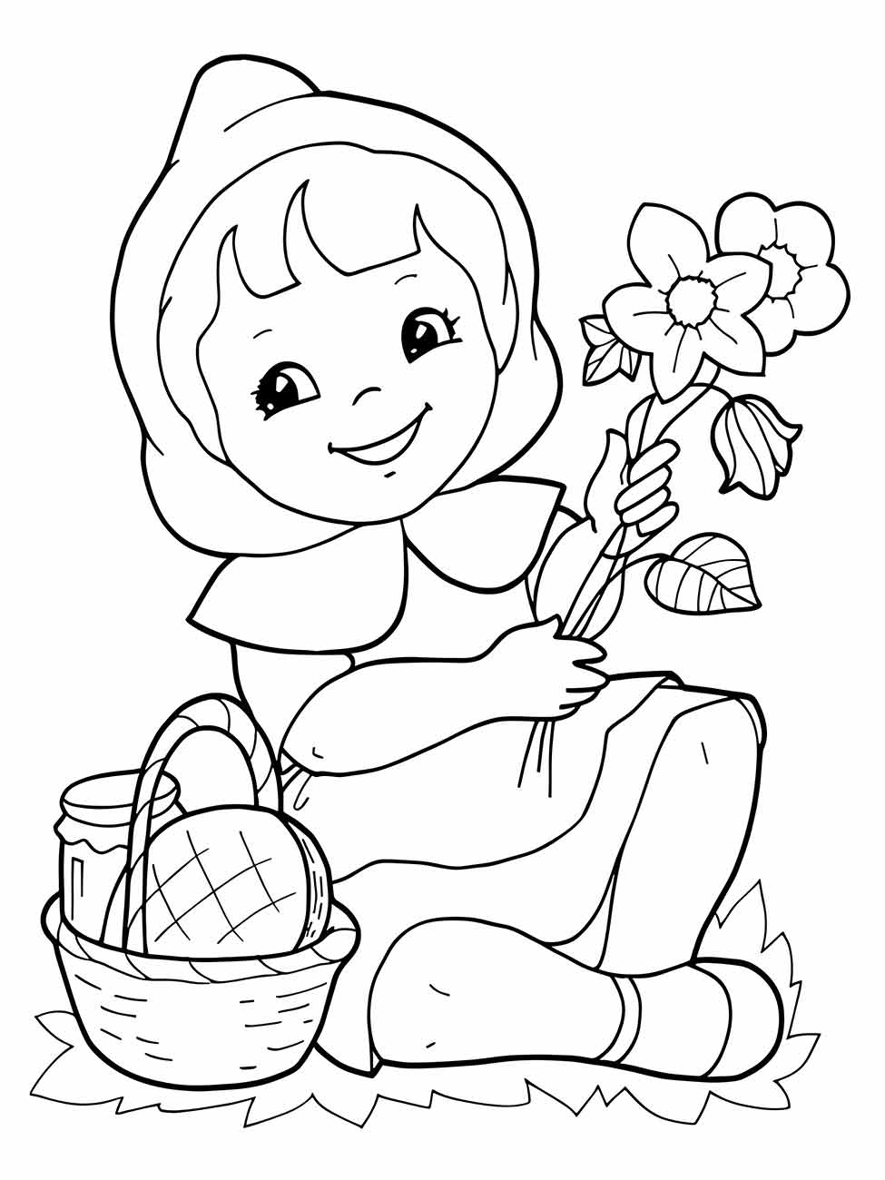 Little red hat coloring page (5)