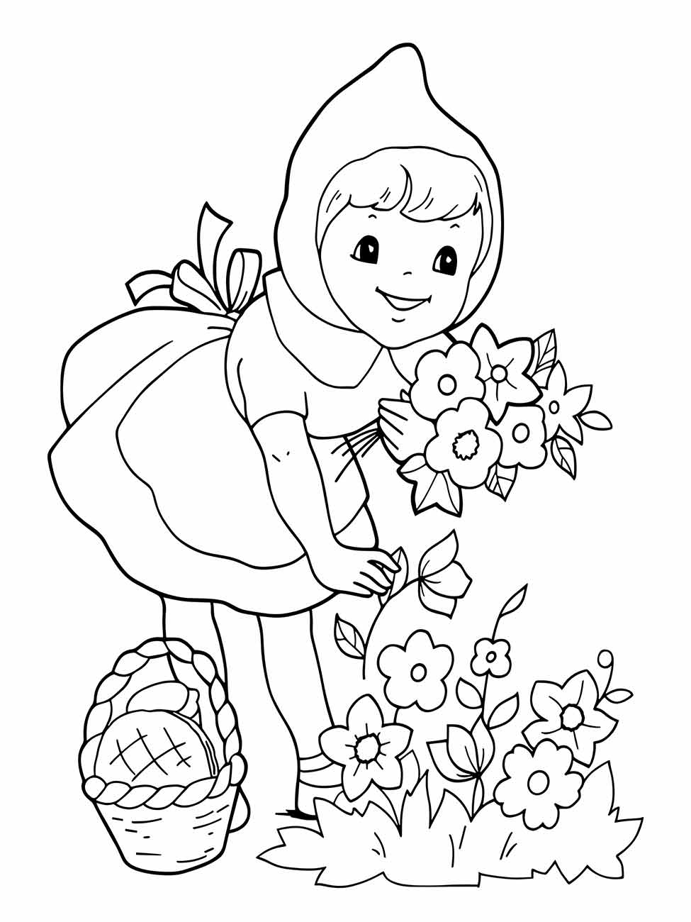 Little red hat coloring page (6)