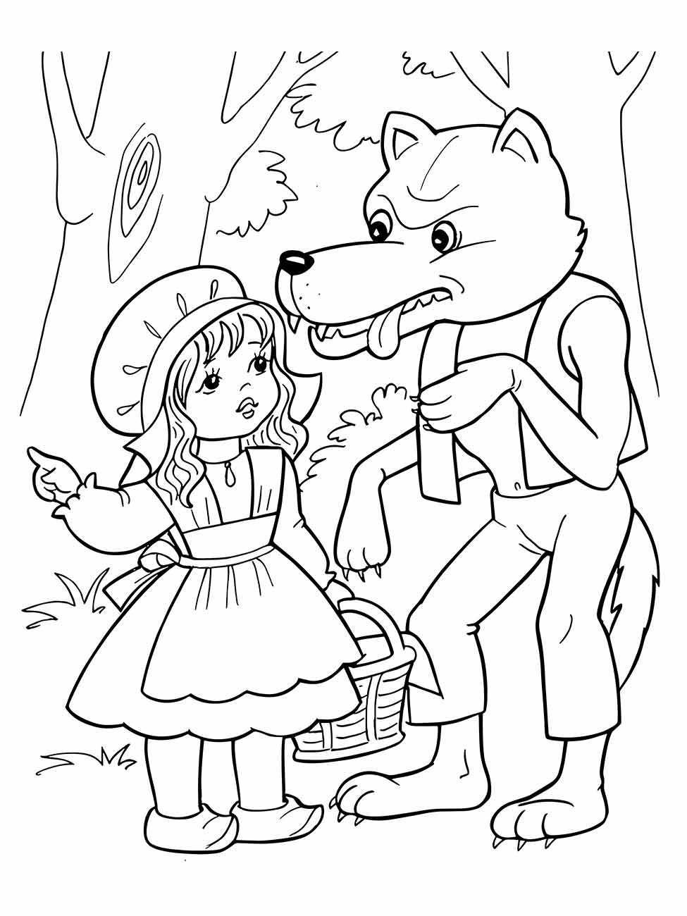 Little red hat coloring page (8)