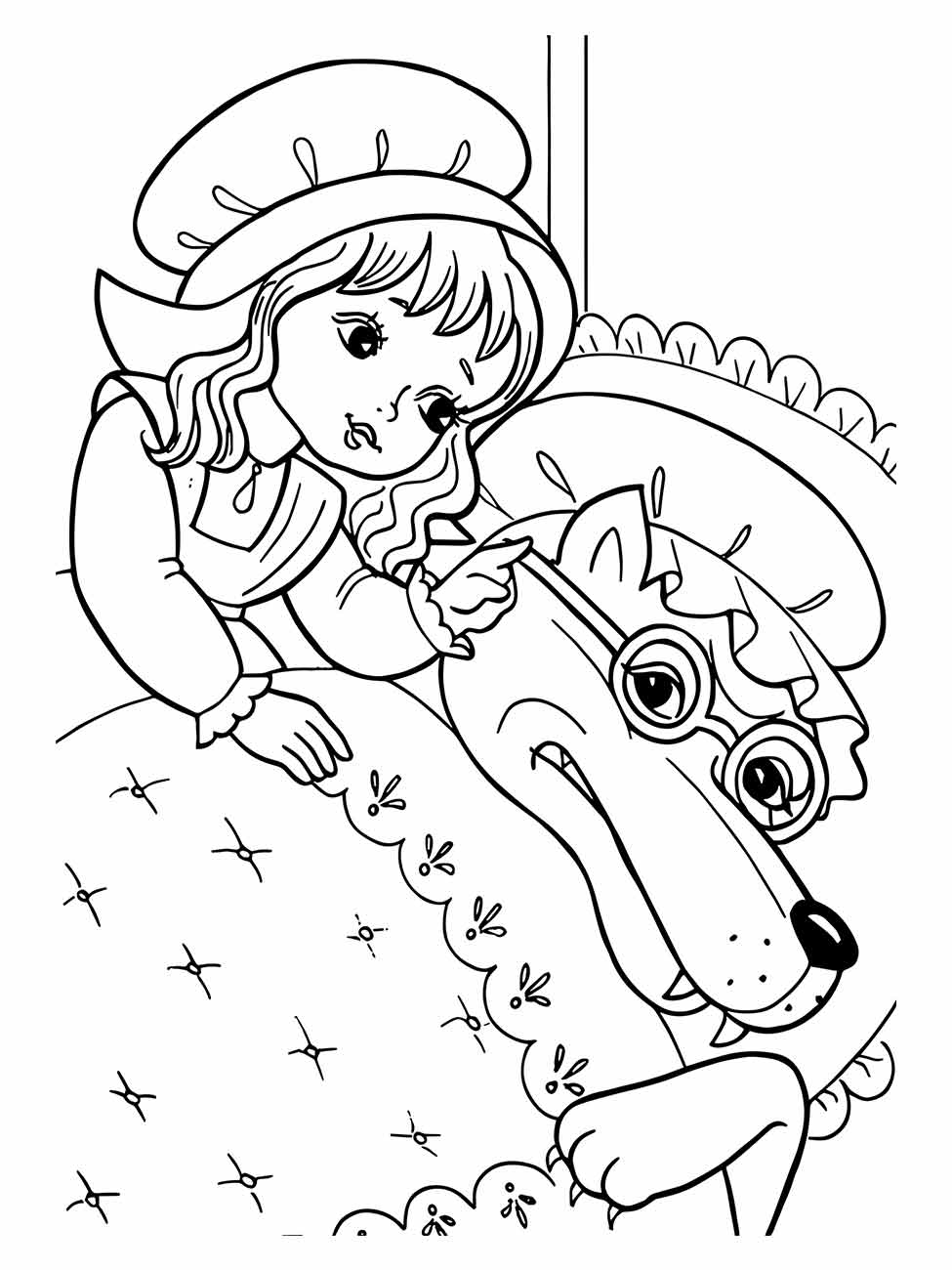 Little red hat coloring page (9)