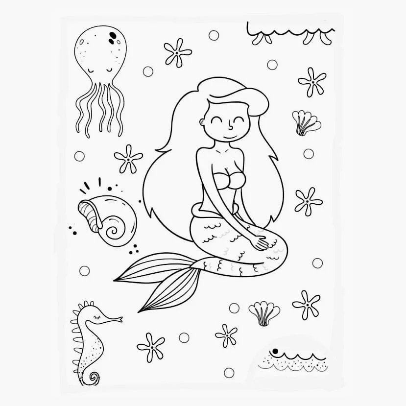 Mermaid coloring page (10)