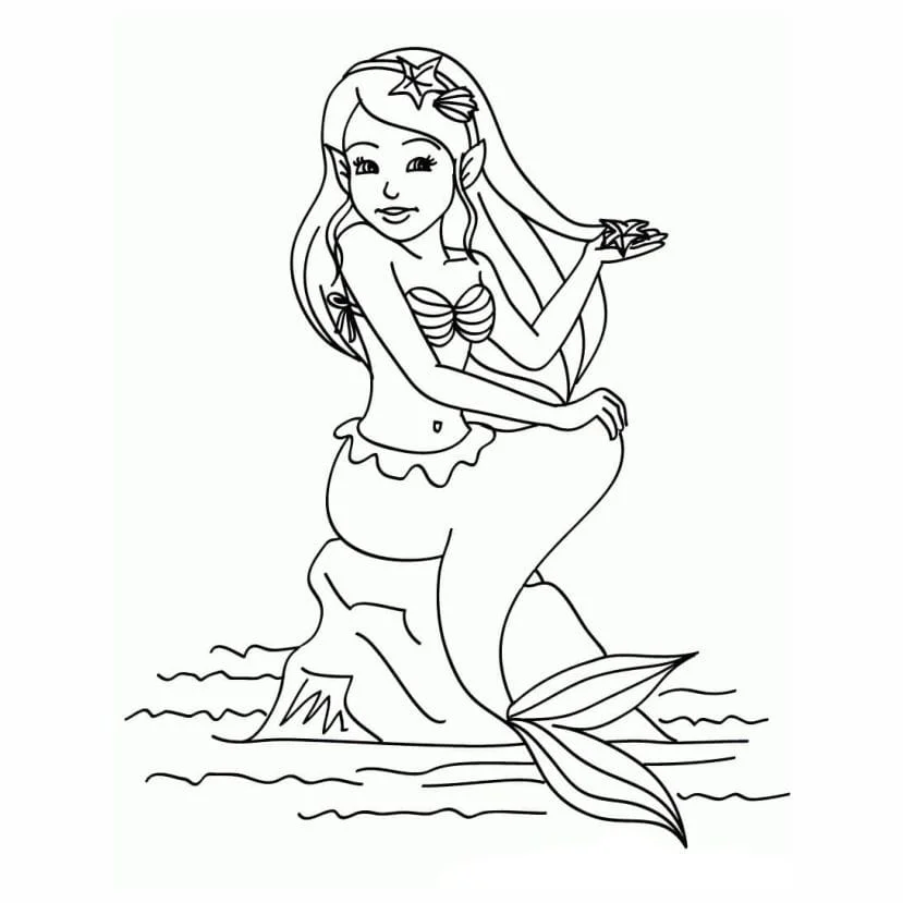 Mermaid coloring page (3)