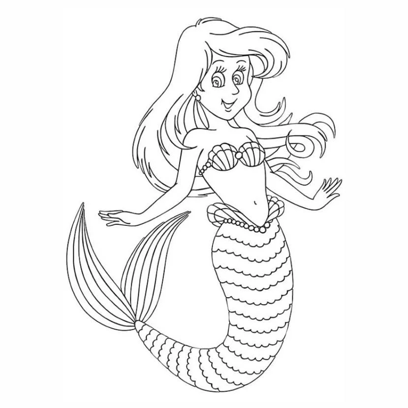 Mermaid coloring page (5)