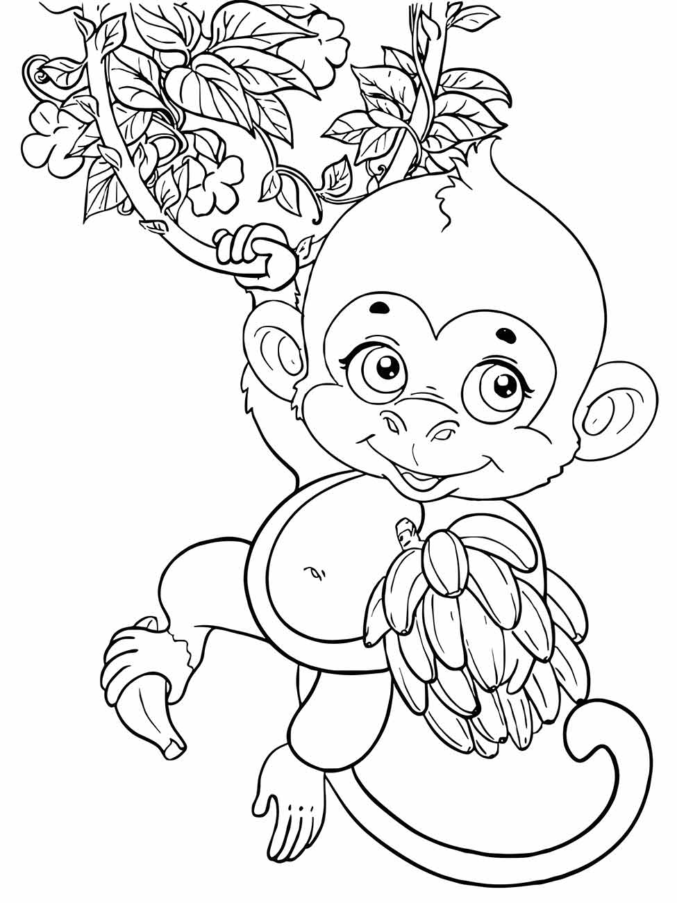 Monkeys coloring page (12)