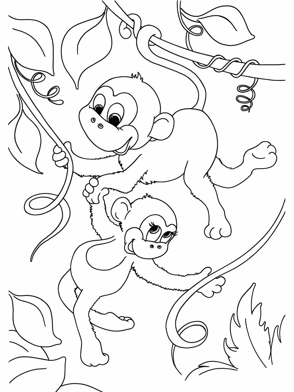 Monkeys coloring page (13)