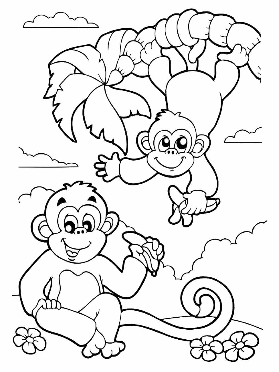 Monkeys coloring page (14)