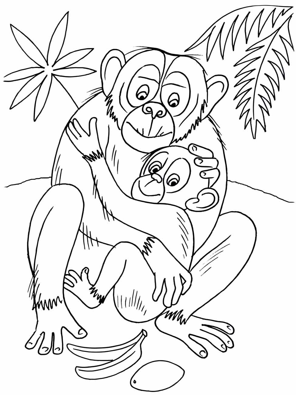 Monkeys coloring page (9)