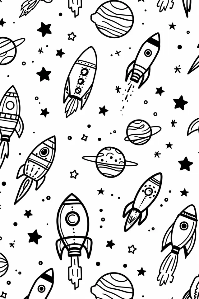 Rocket coloring page (4)