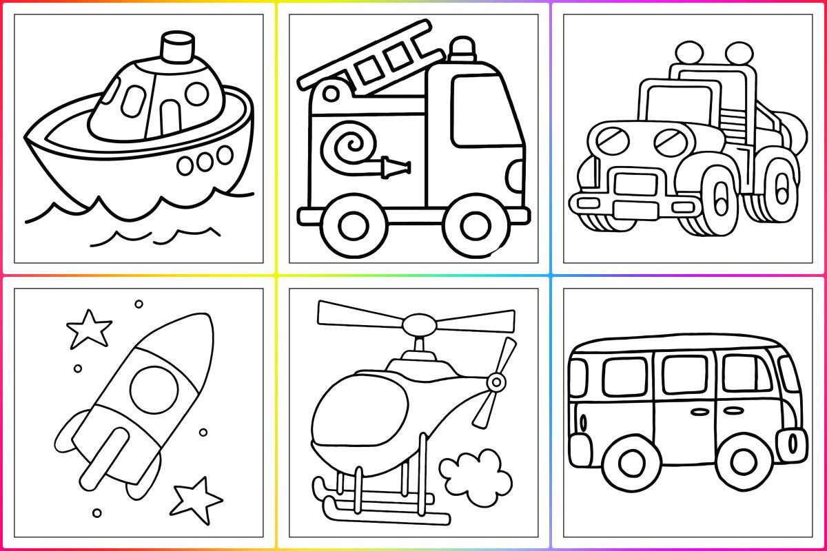 Means of tranport coloring pages