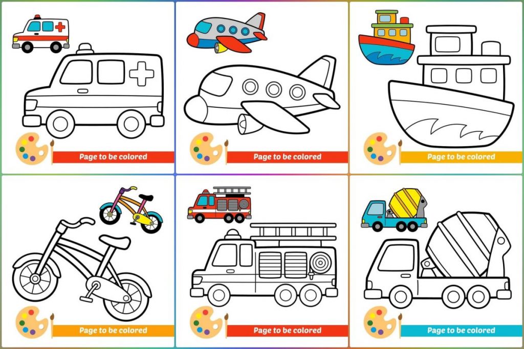 Means of transport coloring pages